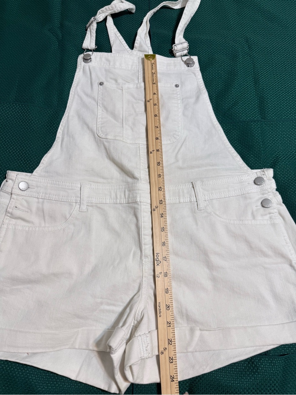 No Boundaries White Denim Short Overalls - Size XL (15-17) - EUC - Picture 7 of 13